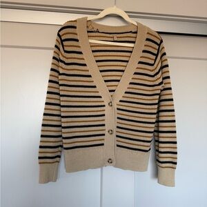 Soya Concept Striped Beige and Black Cardigan Sweater